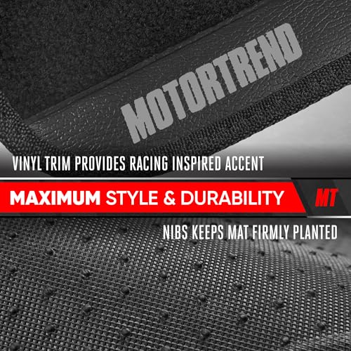 Motor Trend SpeedSeries Carpet Car Floor Mats Set - Versatile Fit for Cars, Trucks, SUVs, Vans Black Trim Racing Design Car Mat Full Set Tapetes para Carro - Set of 4, Black Cars Carpet Mats