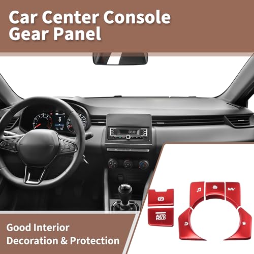 Set of 7 Center Console Gear Panel Multi-Media Handbrake Switch Button Cover for Mazda CX-5 2017-2020 Car Interior Trim Replacement Accessory Red