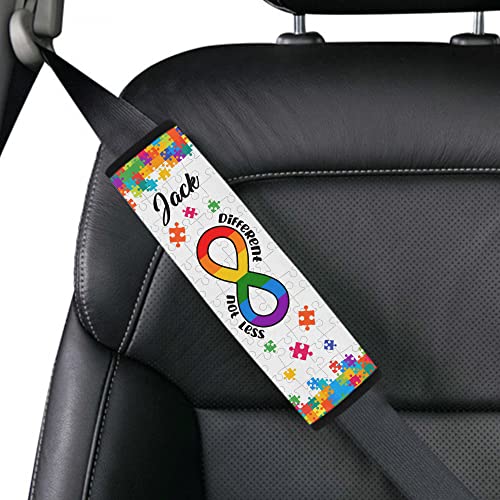 Different Not Less Autism Awareness Seat Belt Cover for Kid Family Special Need Autistic Medical Alert Car Cushion Cover Support Autism Gift Personalized Name 30 - color: Type 1