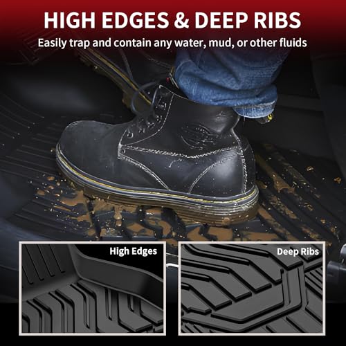 LASFIT Floor Mats for Nissan Rogue 2014-2020 (Not Fit Rogue Sport or Select), All Weather TPE Custom Fit Durable Floor Liners for Rogue S/SV/SL 2020 2019 2018 2017-2014 1st & 2nd Row Car Mats