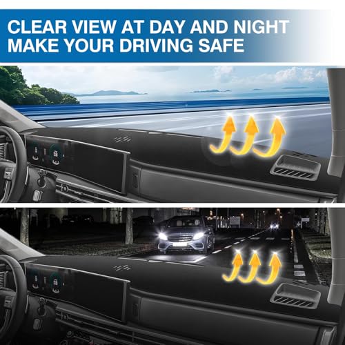 KUST Black Dash Cover for Hyundai Santa Fe 2024 2025 2026 (Without HUD) Polyester Dashboard Cover Non-Slip Interior Accessories for Hyundai Santa Fe Custom Fit Dash Mat Sunshade Windshield No Glare - size: For Santa Fe 24-26