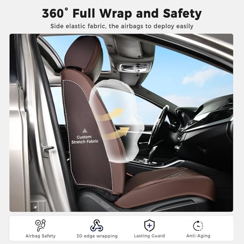 Huidasource Car Seat Covers Full Set, Car Seat Cushion Cover, Full-Cover Leather Car Seat Covers Front and Rear 5 Seats, Waterproof Automotive Seat Covers Fit for Most Cars SUV Trucks, Coffee - color: FS# Coffee, size: 5pcs Full Set