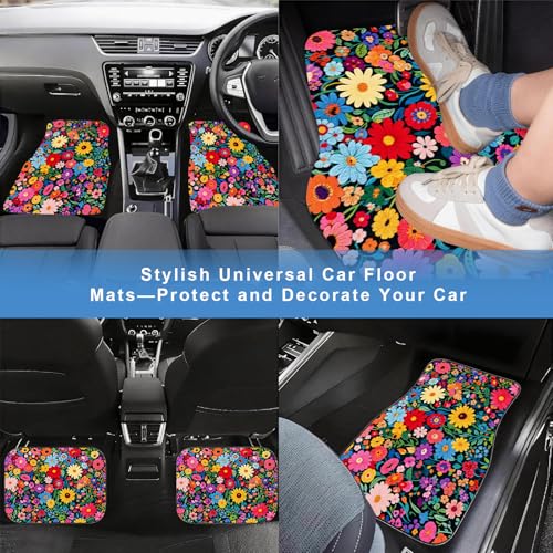 Automotive Floor Mats 5 Pcs, Universal Car Floor Mats,Floral Car Mats, Flower Car Accessory for SUVs/Sedan/Wagons, Durable Protective Mat, Trunk Liner for Families/Travel Enthusiasts - style: Bundle66