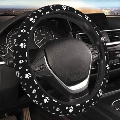 Kawaii Paws Elastic Steering Wheel Cover Non-Slip Breathable Steering Wheel Protector Fit Auto, SUVs, Truck - color: Kawaii Paws