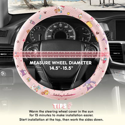 Hello Kitty and Friends Steering Wheel Cover, Universal Fit Cute Accessories for Women, Stylish Decor Gift Hello Accessories - Fits Standard Wheels 14.5"-15" - style: Hello Kitty and Friends Bakery
