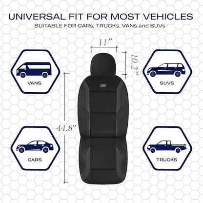 Skechers Memory Foam Car Seat Covers and Seat Cushion,Air Cool Mesh Thick Seat Covers, Two Front car seat Protector, Airbag Compatible, Automotive Comfort Protection for Most Cars, Vans, Trucks, Black