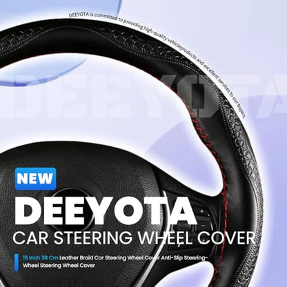 Car Steering Wheel Cover Universal Fit Round Stitch Steering Wheel Wrap Thin PU Leather Steering Wheel Cover Sewn on 15" Car Wheel (Coffee) - color: Coffee1