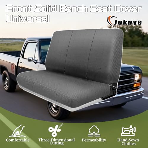 Jokuye Skin-Friendly Corduroy Fabric Truck Bench Seat Cover Universal Fit for Ford Chevrolet Dodge Full Size Pickup Trucks, with Storage Pockets - Gray - color: Gray, size: Corduroy