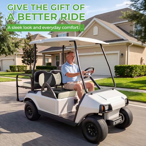 10L0L Golf Cart Seat Covers, Super Comfort Cooler Than Vinyl Seat Cover, Front and Rear Seat Cover for Yamaha EZGO Club Car, No Drilling Breathable Mesh Bench Seat Blanket, Machine Washable - color: Black + Beige, style: Front Seat - For EZGO TXT & RXV &
