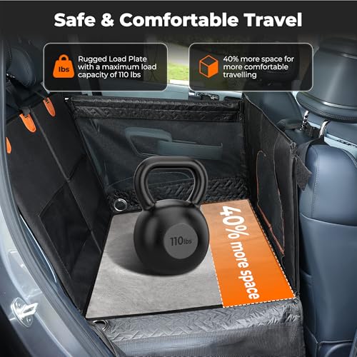 KYG Large Dog Car Seat for Large Medium Size Dogs with Cushion, Waterproof Hard Bottom Car Seat Cover for Dogs with 3 Mesh Windows, Foldable Pet Carseat for Cars/SUVs/Trucks