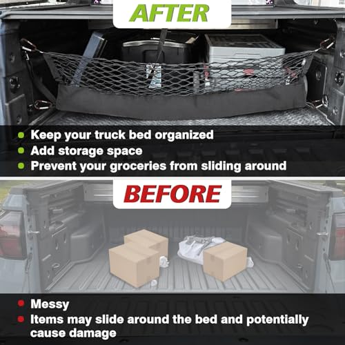 Truck Bed Cargo Net Trunk Netting Compatible with Hyundai Santa Cruz 2022-2026 Accessories, Pickup Cargo Organizer SUV Sedan Storage Net w/Heavy Duty Carabiners - style: 2022+ Santa Cruz