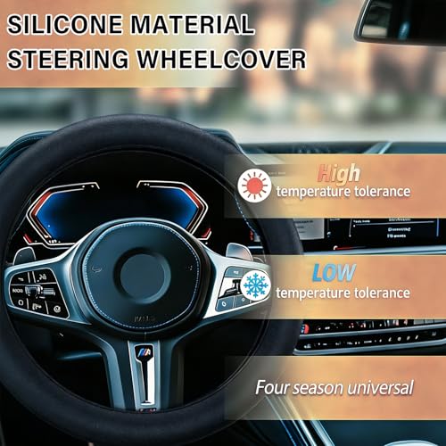 Car Silicone Steering Wheel Cover, Grip. Soft and Elastic Material, Non-Slip, Sweat-Resistant, Dirt-Resistant and Easy to Clean