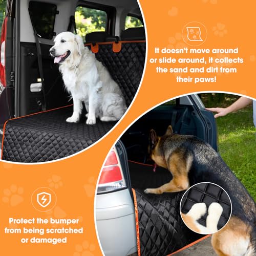SUV Cargo Liner for Dogs, Waterproof Cargo Liner for SUV, Pet Dog Cargo Cover Mat with Bumper Flap Protector, Nonslip Car Trunk Mat for Sedans Vans, Universal Fit (90" L x 55" W)