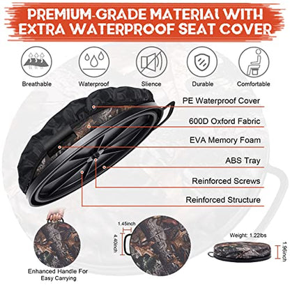 WarBull 5 Gallon Bucket Seat, 360-Degree Swivel Seat Foam Cushion Bucket Seat Lid with Waterproof Cover for Dove Duck Hunting, Fishing, Baseball, Gardening and Camping - color: Bionic Tree Camo