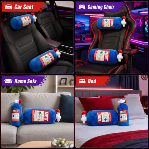 Car Lumbar Pillow NOS Pillow Bottle Car Headrest Pillow Soft Plush Neck Support Cushion for Driving, Office,Home,Party Decorations(18 inch) - size: Lumbar