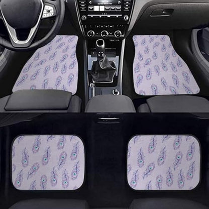 Peacock Purple Feather Car Floor Mats Front & Rear Car Mats Set of 4pcs Car Carpet Universal Fit for SUV,Vans,sedans,Trucks - color: Peacock Purple Feather