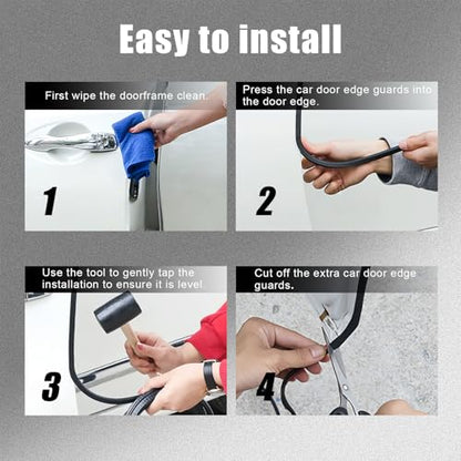 U-Shape Car Door Edge Guards, 32.8 Ft Rubber Automotive Door Edge Protector for SUVs Sedans, Easy No-Glue Install, Exterior Car Accessories Trim (Black)