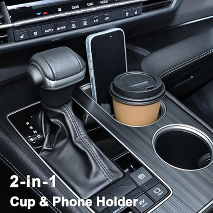 TOPINSTALL 2-in-1 Cup Holder with Phone Mount for 2021-2026 Toyota Sienna, Center Console Silicone Cup Holder Insert, Non-Slip, Dustproof, Waterproof, Anti-Noise, Car Interior Accessories for Sienna