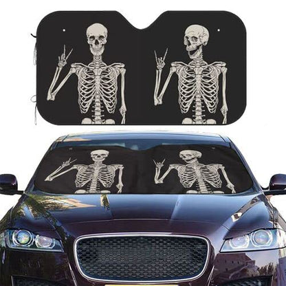 Halloween Skeleton Funny Skull Windshield Sun Shade Front Protector Folding Car Sun Visor Blocks Uv Rays Keeps Your Vehicle Cool - color: Halloween Skeleton Funny Skull