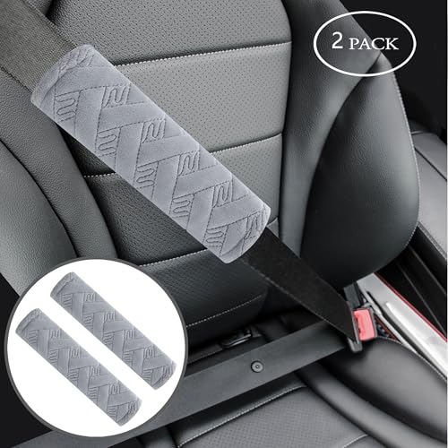 2-Pack Soft Seat Belt Covers Universal Car Shoulder Pad Cushions with Braid Pattern for Comfortable Driving & Bag Strap Protection Light Grey - color: Light Grey