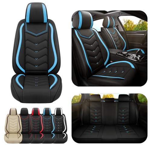 Car Seat Covers for Lexus RX 350 2007-2026, Premium Nappa Leather Car Seat Cover, Stylish Sport Seat Covers， Automobile Seat Cover Sets.(Standard 5 Seats/Black Blue) - color: Black Blue, size: Standard 5 Seats