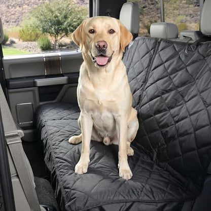 4Knines Crew Cab Truck Seat Cover with Dog Hammock for Fold Up Seats – Split Design for Seat Access, Waterproof & Non-Slip Protection (Driver Side, Black)
