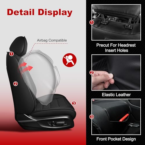 TTX LIGHTING Custom Fit Seat Covers for Honda CRV 2023 2024 2025 2026 All Models Faux Leather Full Set Black - size: 7.CR-V 2023-2026 5 Seat Full Set