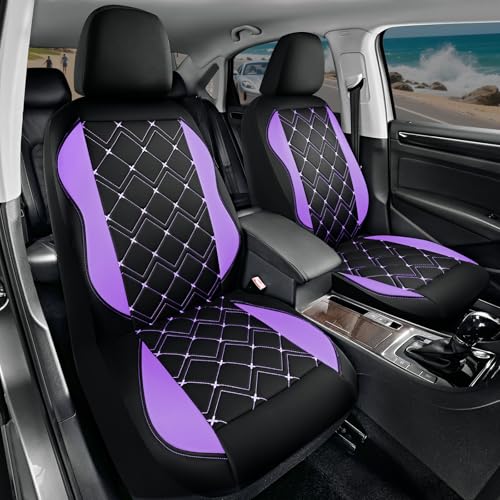 Road Comforts Seat Covers, Premium Leather Car Seat Covers Front Seat for Women Girls,Airbag Compatible, Automotive Seat Covers Universal Fit Most Cars,Vans,Truck,SUV - color: Purple Front