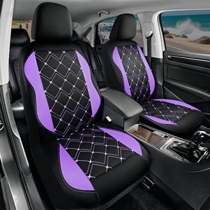 Road Comforts Seat Covers, Premium Leather Car Seat Covers Front Seat for Women Girls,Airbag Compatible, Automotive Seat Covers Universal Fit Most Cars,Vans,Truck,SUV - color: Purple Front