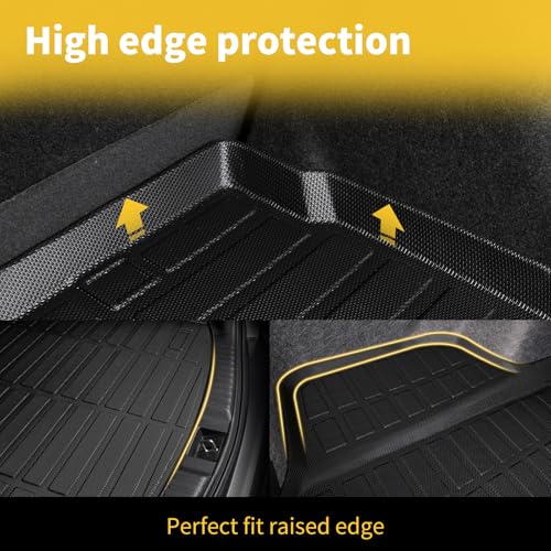 GINOWY- Floor Mats & Cargo Liner for Hyundai Santa FE Sport 2013-2018, TPE Rubber All Weather Protection Mats Santa Fe Sport, Anti-Slip Waterproof Trunk Mat Car Floor Liners Accessories, Black - style: 21) for Hyundai Santa Fe Sport 2013-2018 Full Set