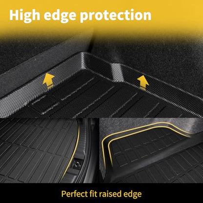 GINOWY- Floor Mats & Cargo Liner for Hyundai Santa FE Sport 2013-2018, TPE Rubber All Weather Protection Mats Santa Fe Sport, Anti-Slip Waterproof Trunk Mat Car Floor Liners Accessories, Black - style: 21) for Hyundai Santa Fe Sport 2013-2018 Full Set