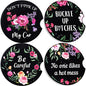 Boao 4 Pcs Floral Car Cupholder Coasters for Valentine's Day, Ceramic Coasters 2.56'' Anti Slip Base with Finger Notch for Dry Clean, Car Interior Accessories, Birthday Gifts - style: Floral