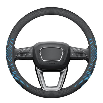 Leather Steering Wheel Cover for Chevy Silverado 1500 2500 3500, 14.5-15 inches Car Steering Wheel Cover with Non-Slip Breathable (Blue) - color: Blue