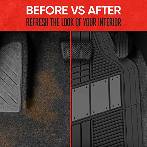 Motor Trend DualFlex™ Rubber Car Floor Mats All Weather Waterproof 4-Piece Sporty Two-Tone Design Car Mats Full Set - Universal Trim-to-Fit Floor Mats for Car, SUV, & Trucks - Car Carpet Protector - color: Gray