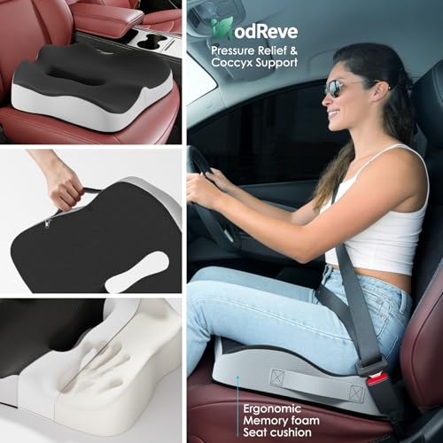 Seat Cushion for Truck Driver, Extra Large Memory Foam Car Seat Cushions for Long Driving - Orthopedic Sciatica Ease and Tailbone Pain Relief, Comfort Support for Road Trip Essentials