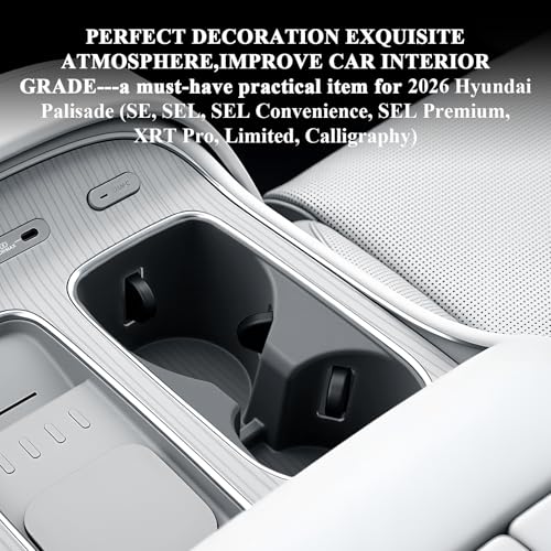BIBIBO for 2026 Palisade Silicone Cup Holder 2026 Hyundai Palisade (SE, SEL, SEL Convenience, SEL Premium, XRT Pro, Limited, Calligraphy) Center Console Insert Cup Holder - color: Black-Cup Holder