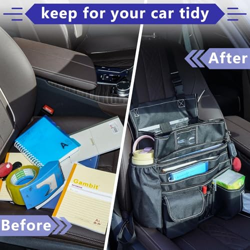 Seat Organizer Front Seat,Patrol Bag Law Enforcement with Large Storage,Universal Fit for Front & Back Seats,Dedicated Tablet and 17 Inch Laptop Storage,for Truck Office, Police,Black