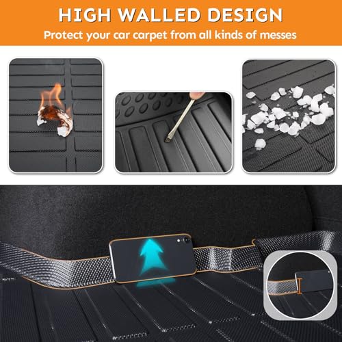 Binmotor-All Weather Floor Mats for Nissan Pathfinder 2022-2026, 8 Passenger, 3 Rows, for Infiniti QX60 7 Passenger, Heavy Duty Car Floor Liners Pathfinder Accessories - style: 1) Car Mats for Nissan Pathfinder 8 Seats (2022-2026)