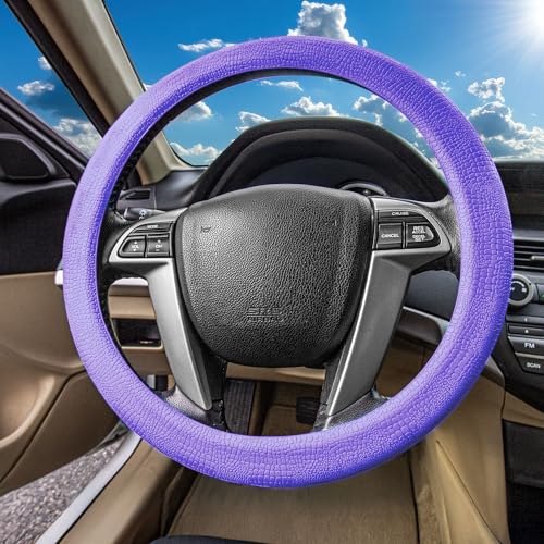 FH Group Universal Fit Silicone Snake Pattern with Massaging Grip Steering Wheel Cover fits most Cars, SUVs, Trucks, and Vans Purple - color: Purple