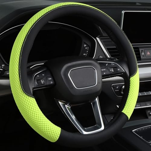 Cxtiy Premium Ice Silk Steering Wheel Cover - Soft, Breathable, and Anti-Slip for Ultimate Comfort and Style Universal Fit Most of Cars SUV Auto Vehicle (C-Green) - color: C-green