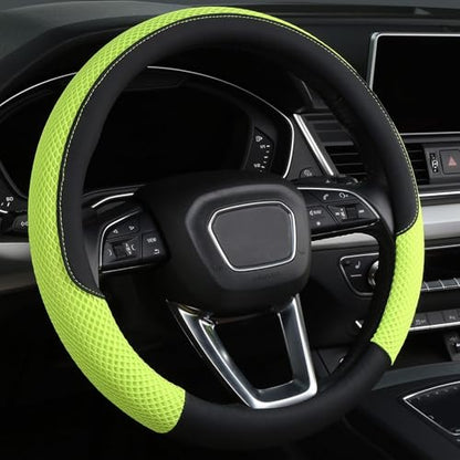Cxtiy Premium Ice Silk Steering Wheel Cover - Soft, Breathable, and Anti-Slip for Ultimate Comfort and Style Universal Fit Most of Cars SUV Auto Vehicle (C-Green) - color: C-green