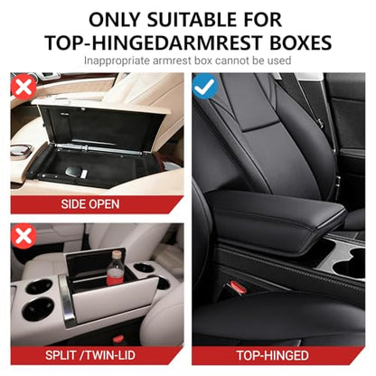 Upgraded Car Center Console Cover,PU Leather Car Armrest Cover Cushion Contains High Elasticity Sponge with Cup Holder,2 Storage Bags Tissue Box (White-B) - color: White-B