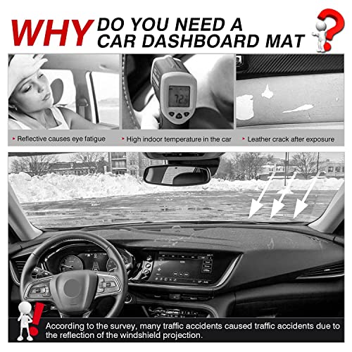 Autorder Dashboard Cover Mat for 2021-2023 Buick Envision Accessories Dash Cover Flannel Dash Mat Sunshade Glare UV Rays Protector (Left Hand Drive with HUD) - size: For Buick Envision 2021-2023