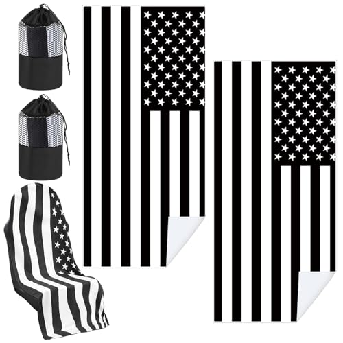 Hahafelt Car Seat Towel Covers with Storage Bag, 63 x 32 Inch Universal Non Slip Waterproof Sweat Protector for Car Truck, Gym Swimming Running, Machine Washable(2 Pack,Black White American Flag) - style: Black White American Flag