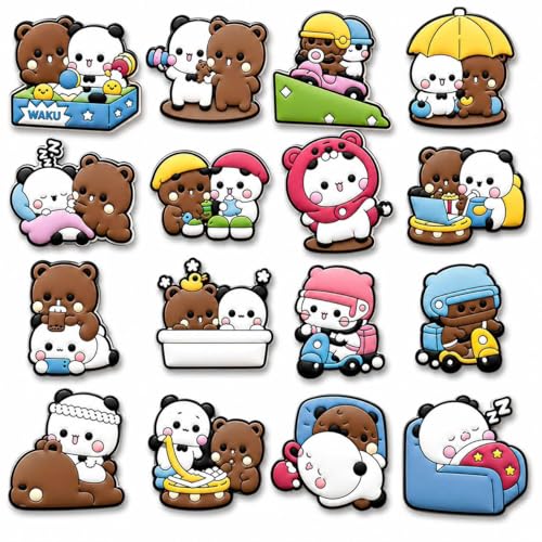 Shoe Charms Set for Clog Sandals, Cute PVC Decorative Accessories for Backpacks & Shoes, Aesthetic Fashion Charms for Teens & Adults (Not a Toy, 14+) - color: 16PCS Bear Couple