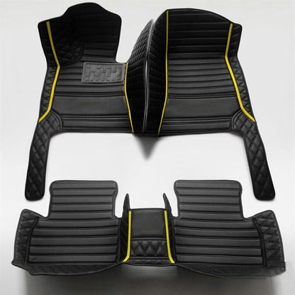 Custom Artificial Leather Waterproof All-Weather Car Floor Mats Fit for 99% Sedan SUV Sports Car Vehicle Car Mat (Black Yellow bar) - color: Black yellow bar