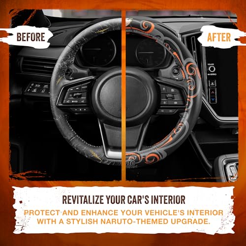 Naruto Shippuden Car Steering Wheel Cover, 15 Inch Anime Steering Wheel Cover, Cushioned Soft Comfortable Cover Anime Car Accessories for Men Women, Nine Tails - color: Naruto Nail Tail