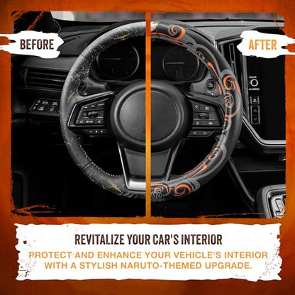 Naruto Shippuden Car Steering Wheel Cover, 15 Inch Anime Steering Wheel Cover, Cushioned Soft Comfortable Cover Anime Car Accessories for Men Women, Nine Tails - color: Naruto Nail Tail