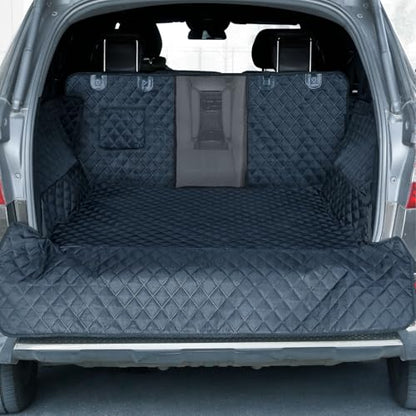 SUV Cargo Liner for Dogs, Waterproof Trunk Cover for SUVs with Mesh Window, Bumper Flap Protector, Scratchproof Durable 600D Oxford Fabric, Non-Slip, Machine Washable