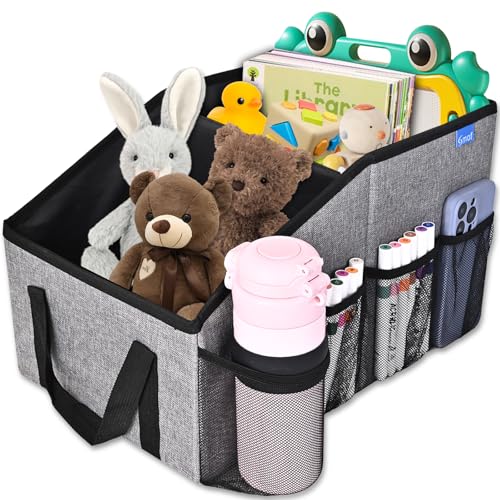 Car Organizer- Car Seat Organizer for Front Seat Back Seat Between Seats, Foldable Car Storage Organizer for Kids Adults with Multi-Pockets-Car Organizers Backseat with Detachable Divider-Gray - color: Gray